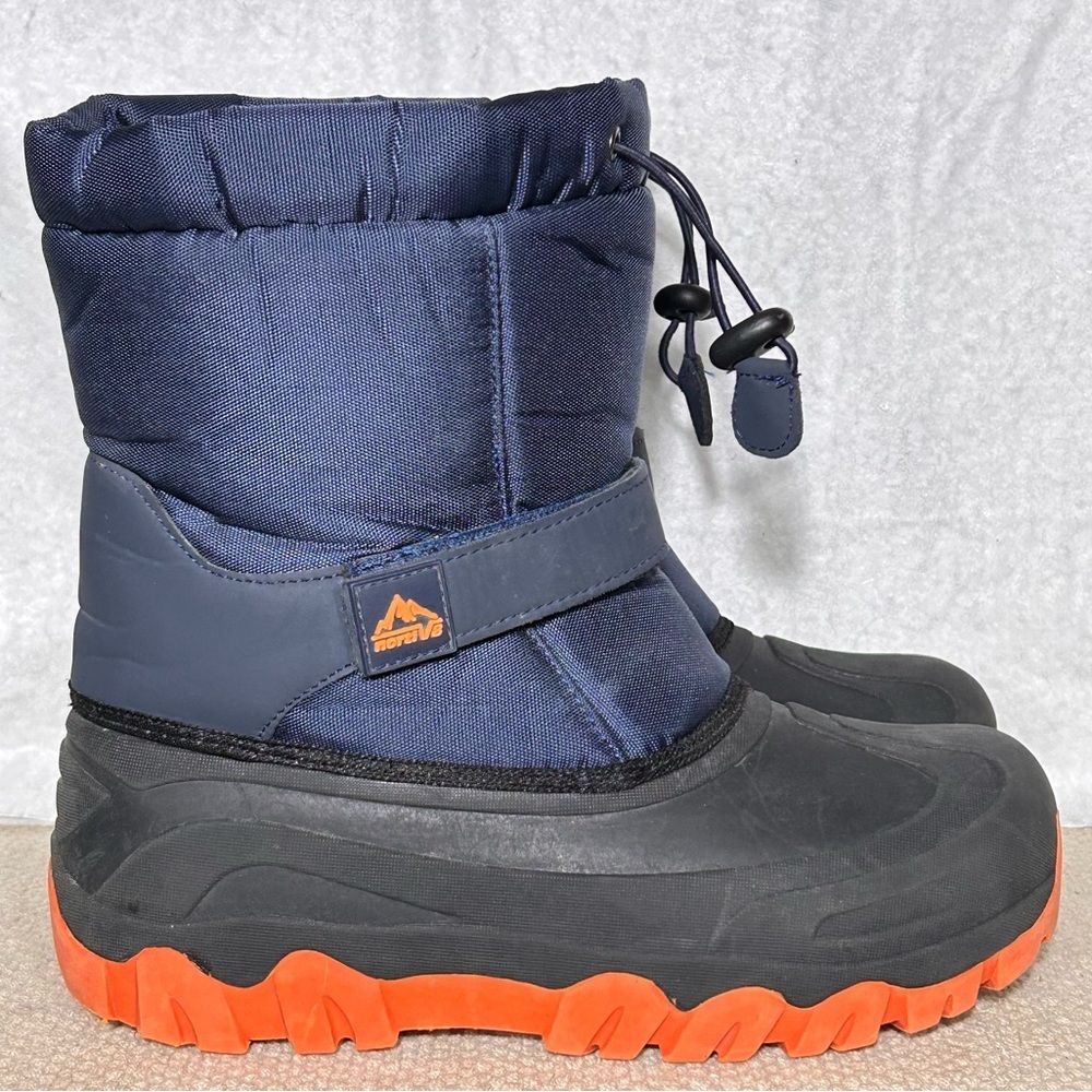 Nortiv 8 Big Kids/Youth Navy Blue Insulated Waterproof Pull On Winter Boots SZ 5